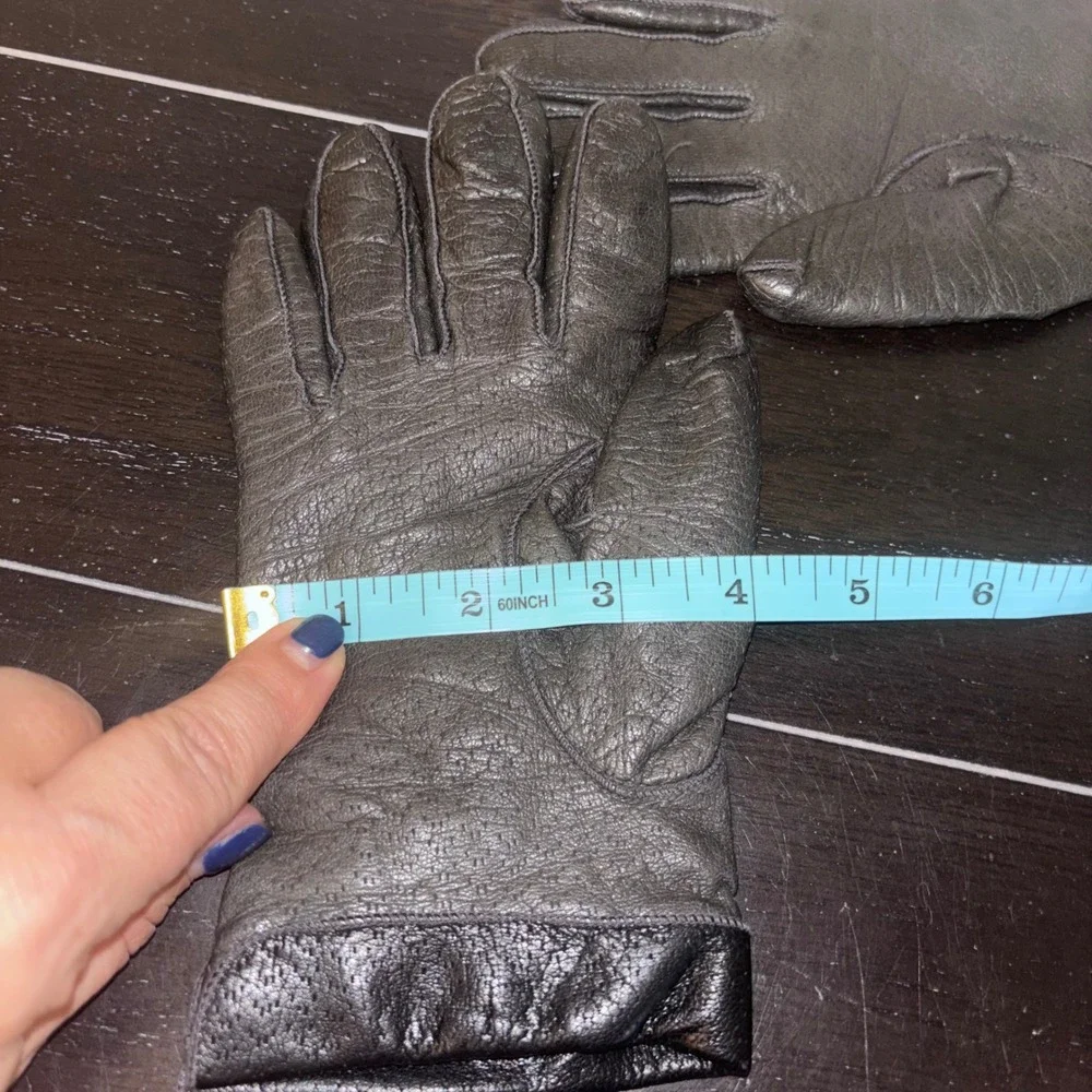 Vintage‎ | Caserini | Women's M | Dark Brown Leather Gloves Cashmere Blend Lined